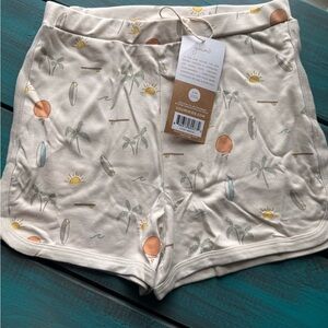 Goumi Kids Cream Palm & Surf Print Girls' Shorts